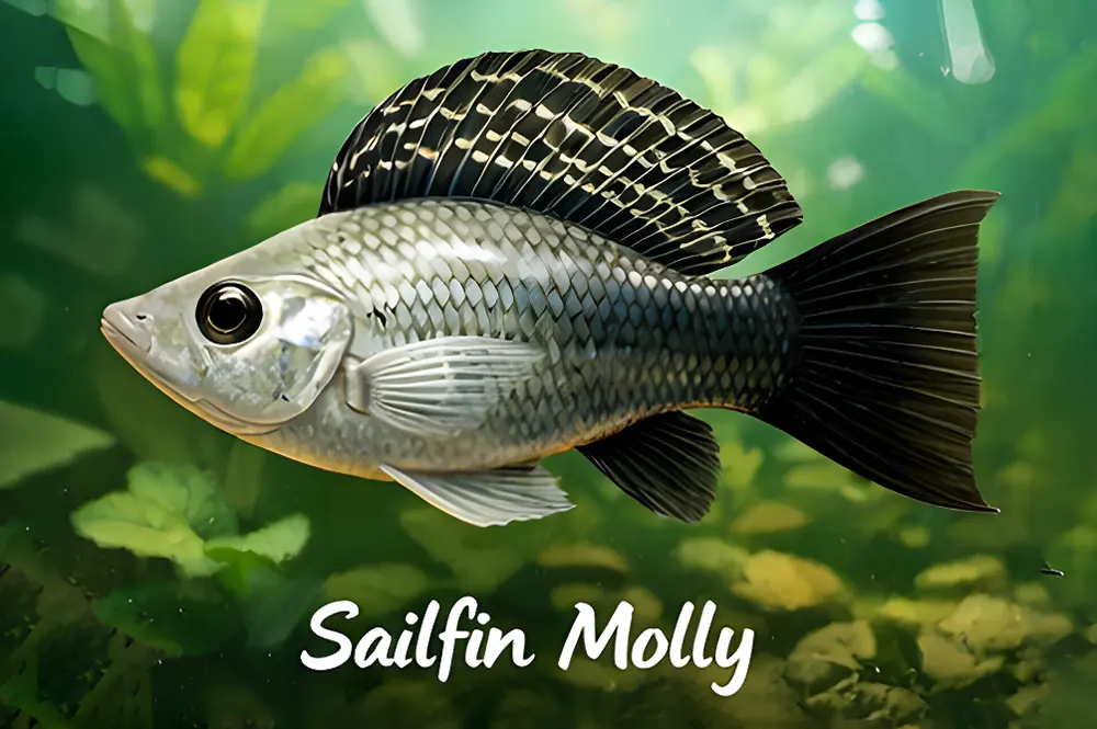 Ikan Molly Sailfin dengan sirip besar, menyerupai layar kapal
